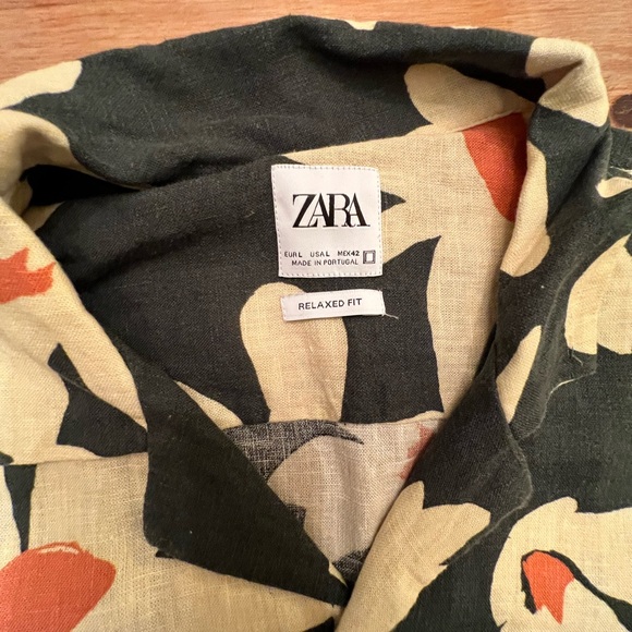 Men’s Zara Flower Print Camp Shirt size Large - Picture 2 of 4